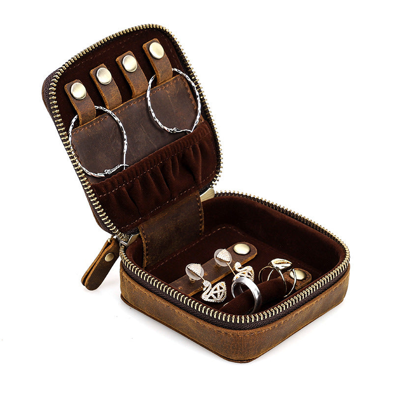 Boîte à bijoux de voyage en cuir