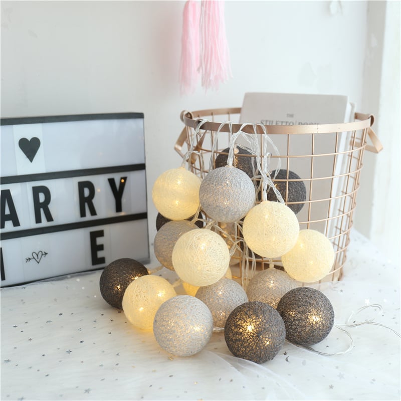 Lanternes étoilées en fil de coton à LED