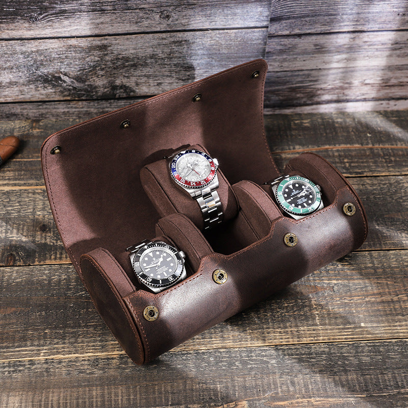 Étui à montres en cuir vintage
