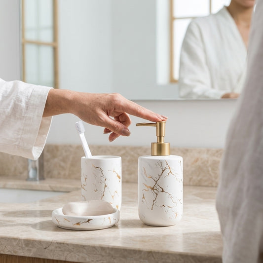 Set de salle de bain effet marbre