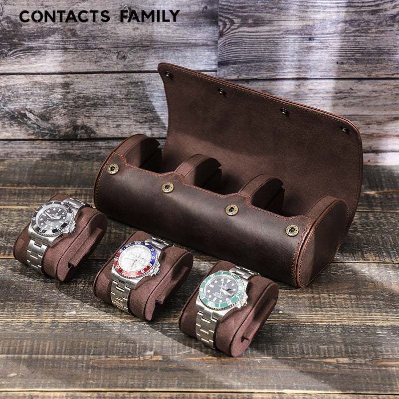 Étui à montres en cuir vintage