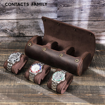 Étui à montres en cuir vintage