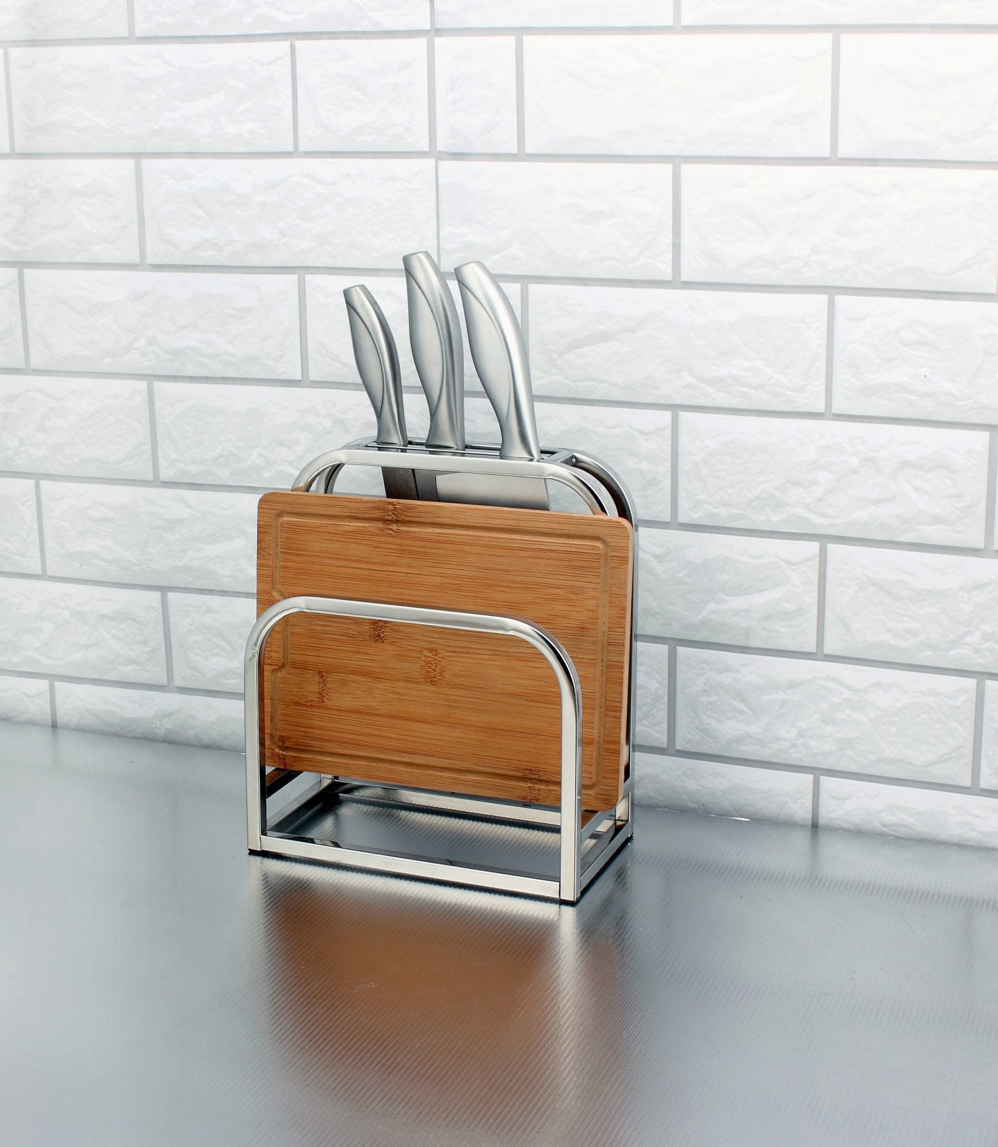Organisateur de cuisine en inox pour ustensiles et couteaux